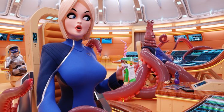 cesar, Vonc, Girl, Octopus, Fantasy, 4d HD Wallpaper Desktop Background