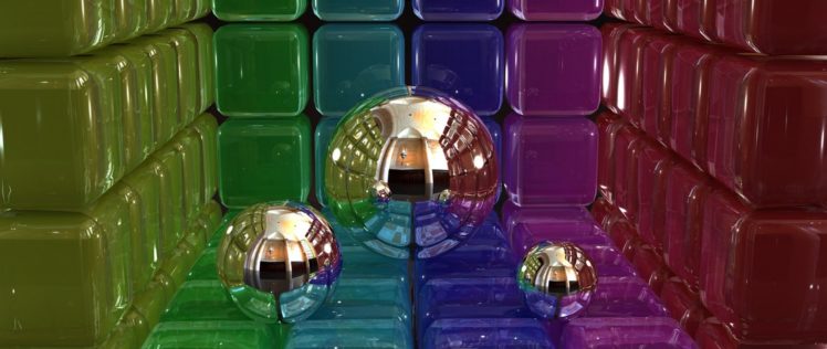 digital, Art, 3d, Balls, Cubes HD Wallpaper Desktop Background