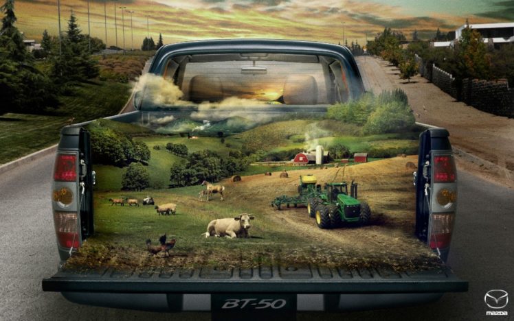 abstracto, 3d, Camioneta, Granja, Animales, Tractor HD Wallpaper Desktop Background