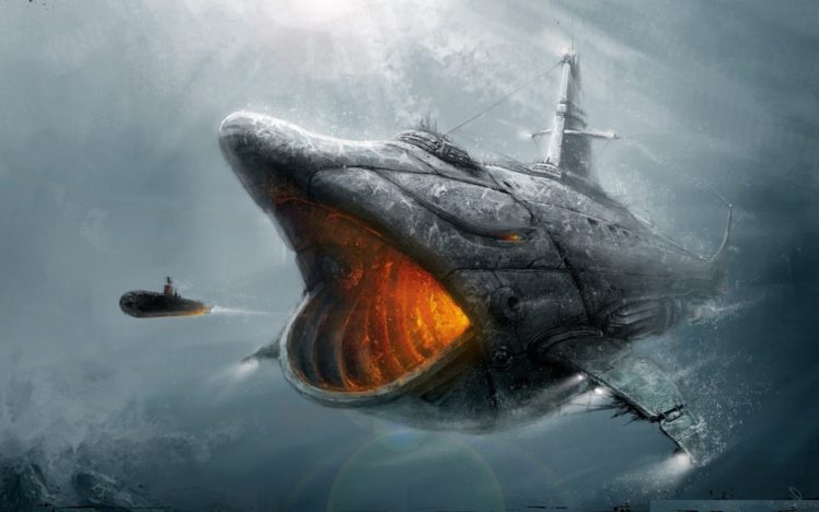 submarine, Fish, Fantasy, Art, Artwork HD Wallpaper Desktop Background