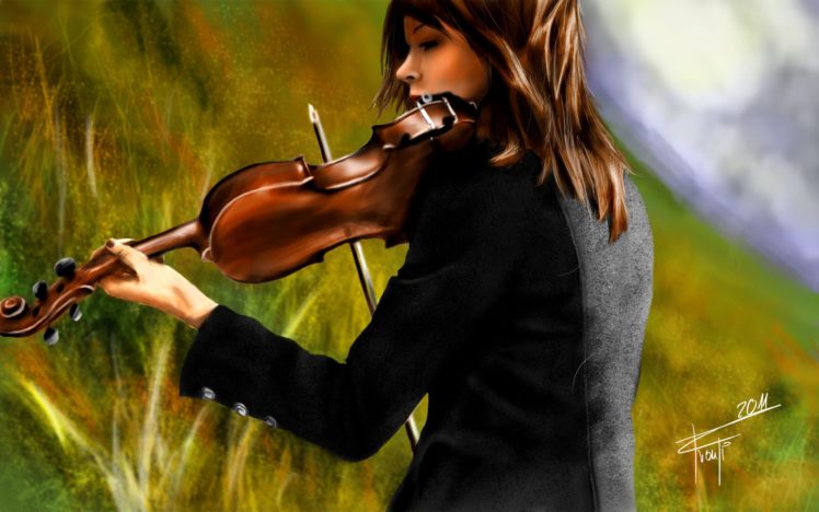 women, Music, Violins, Artwork, Lindsey, Stirling HD Wallpaper Desktop Background