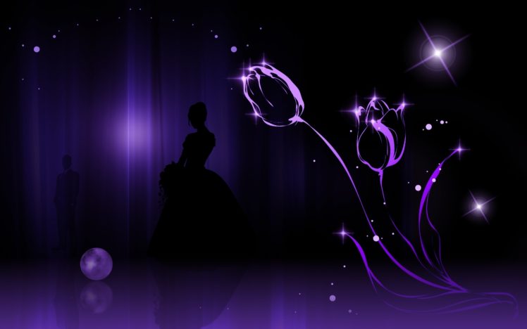 background, Tulips, Flowers, Girl, Boy, Silhouette, Bokeh HD Wallpaper Desktop Background