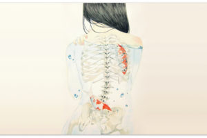 back, Skeleton, White, Koi, Fish, Drawing