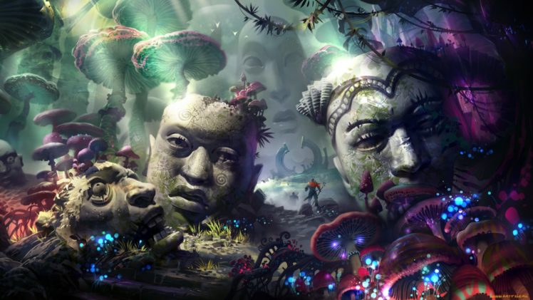face, Statue, Mushroom, Abstract HD Wallpaper Desktop Background