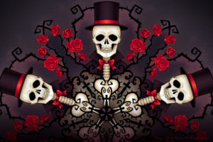 skulls, Roses, Hat, Fantasy, Skull, Gothis, Flower