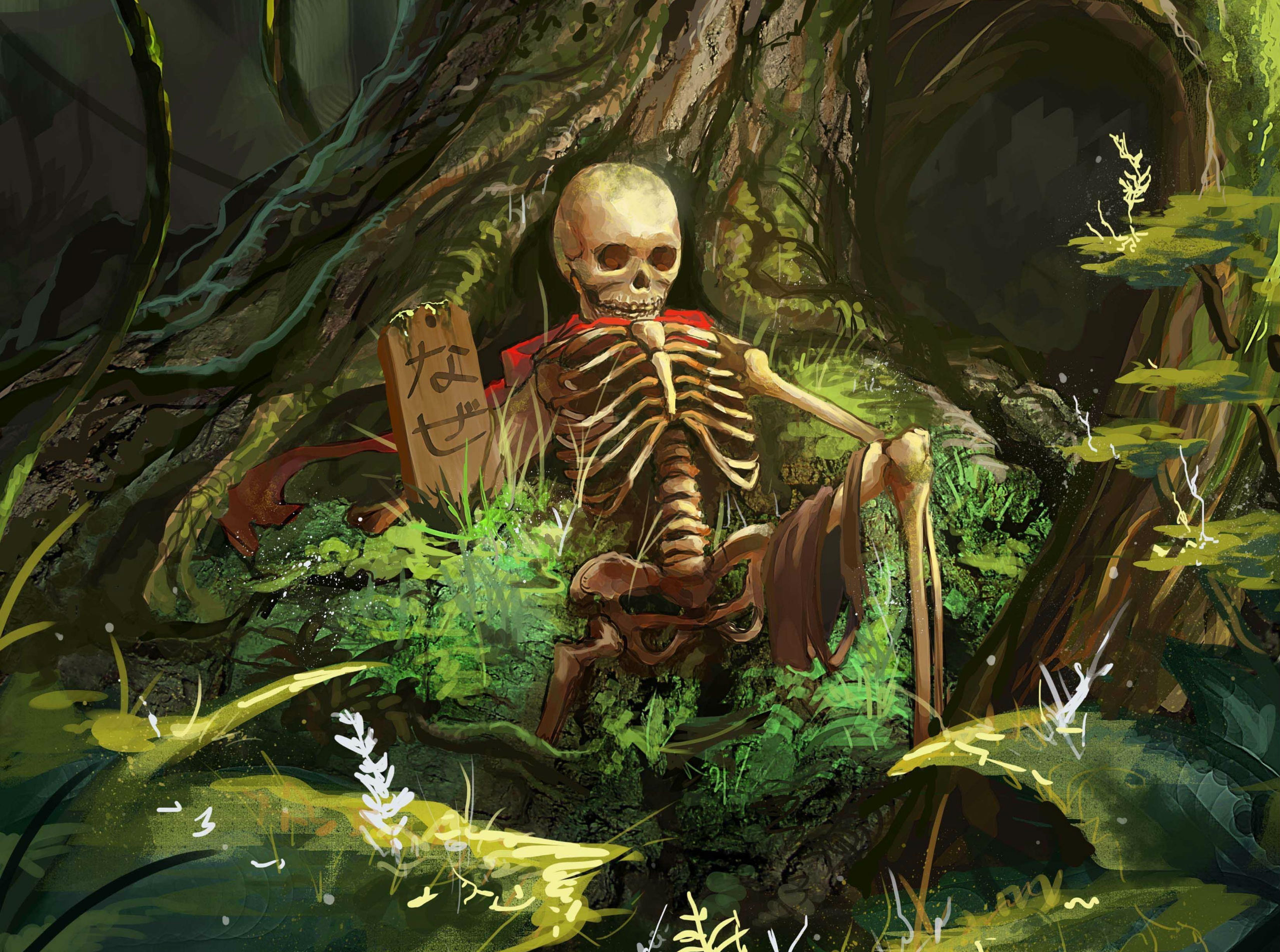 skulls, Painting, Art, Forests, Skeleton, Fantasy, Skull, Skeleton