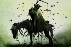 horse, Drawing, Death, Grim, Reaper, Bugs, Green, Dark