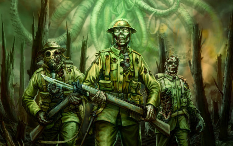 call, Of, Cthulhu, Zombies, Green, Soldiers, Fantasy HD Wallpaper Desktop Background