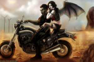 vampire, Men, Wings, Fantasy, Motorcycle, Girls, Fantasy