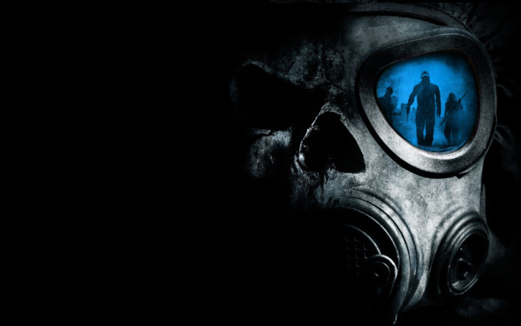 horror, Skulls, Gas, Masks, Reflections HD Wallpaper Desktop Background
