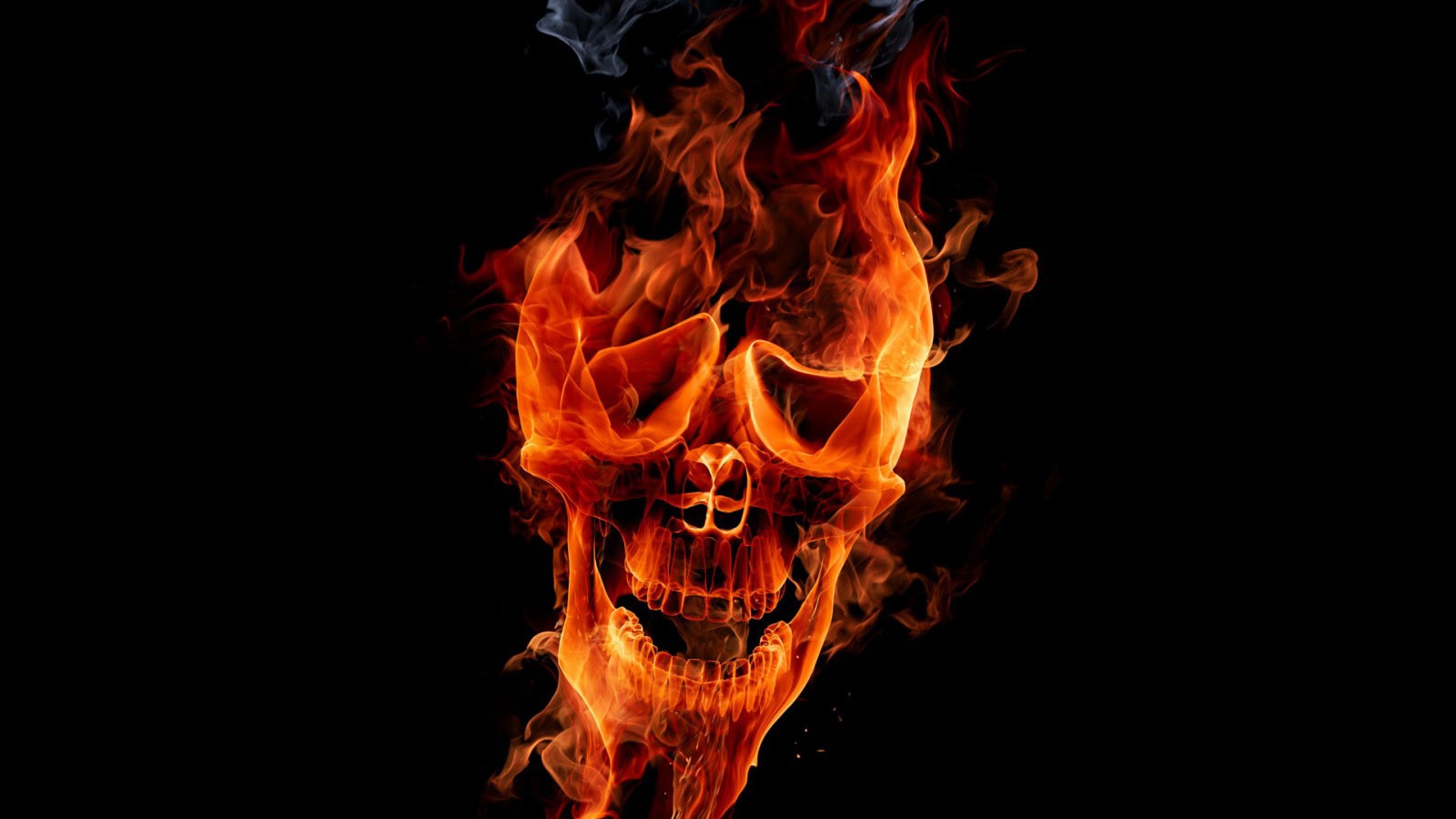 flames, Skulls, Fire, Digital, Art Wallpaper