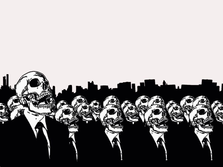 skulls, Suit, Vectors, Skeletons, Monochrome, Alex, Cherry HD Wallpaper Desktop Background