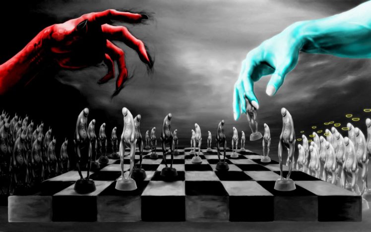 chess, God, Devil, Drawn HD Wallpaper Desktop Background