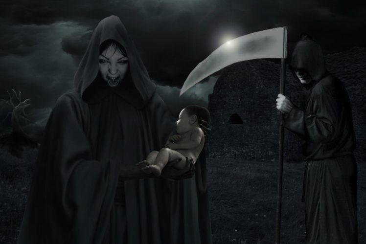 satanic, Satan, Demon, Death, Reaper, Scythe, Occult HD Wallpaper Desktop Background