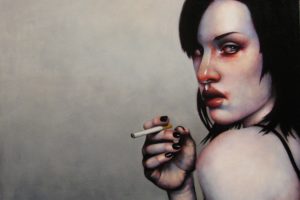 dark, Mood, Cigarette, Girl, Artwork