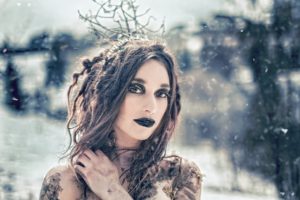 winter, Snow, Witch, Ocult, Dark, Flakes, Snowflake, Babe, Look, Mood