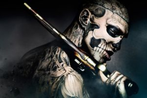 tattooed, Body,  , Freak gun tattoo skull