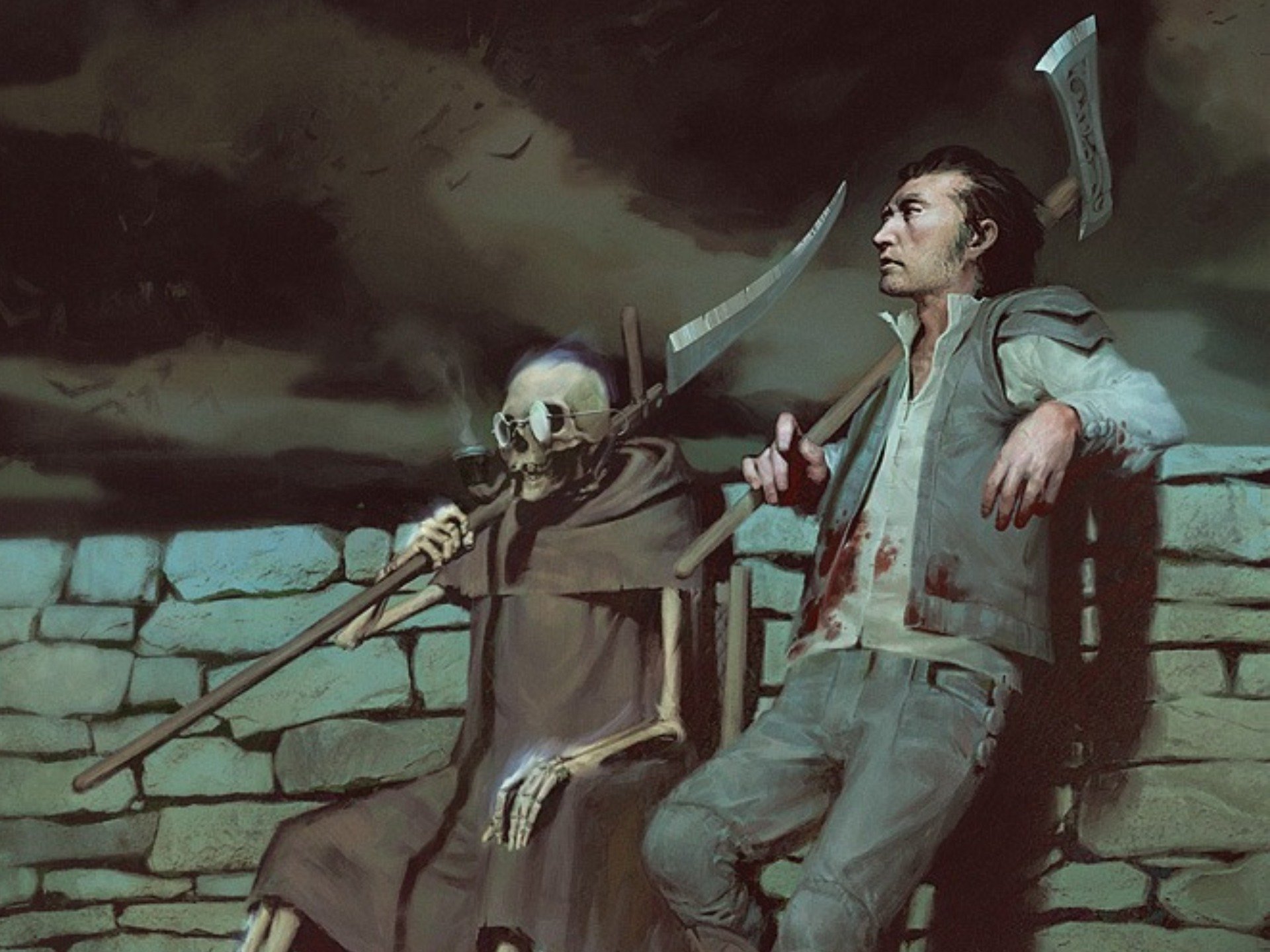 illustration, Skull, Magic, Horror, Scythe, Medieval, Moonlight