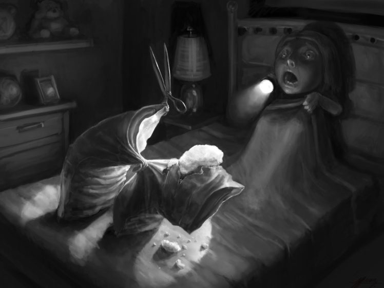 illustration, Girl, Child, Horror, Psychedelic HD Wallpaper Desktop Background