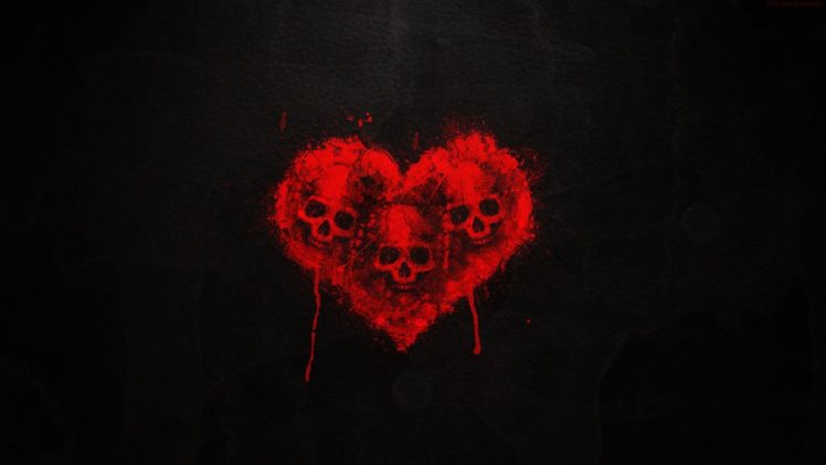 skull, Heart,  , Art, Dark, Red HD Wallpaper Desktop Background
