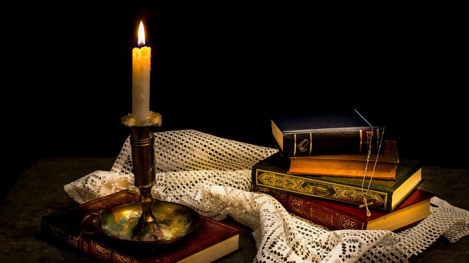 candle, Old, Books Wallpaper