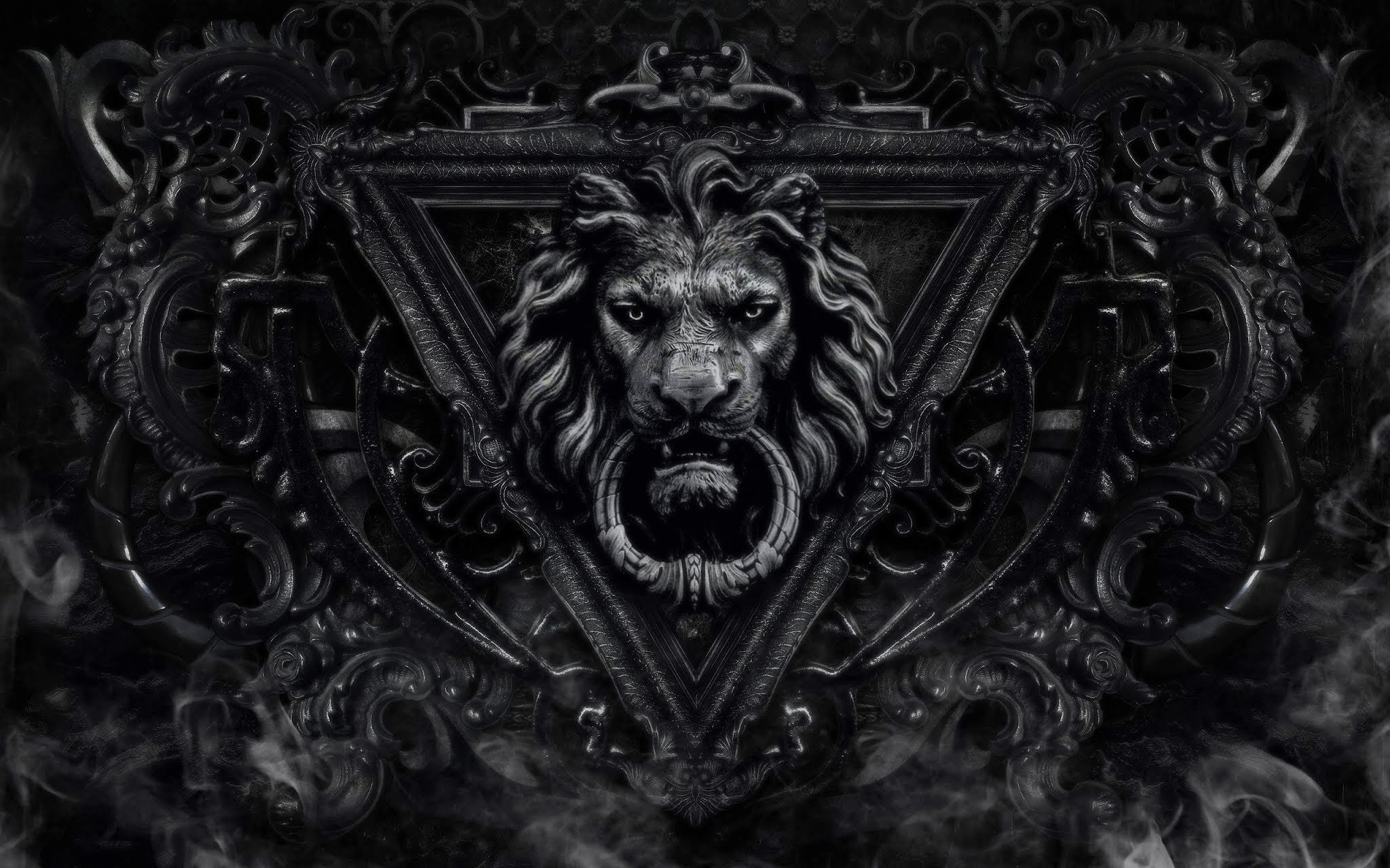 crest, Lion, Door, Artwork Wallpaper