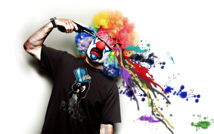 clown, Barrel, Paint, Guns, Weapon HD Wallpaper Desktop Background