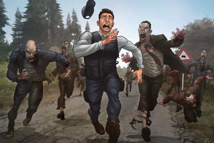 zombies, Road, Forest, Sign HD Wallpaper Desktop Background