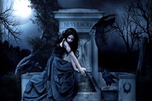 gothic, Girl, Ravens, Nevermore