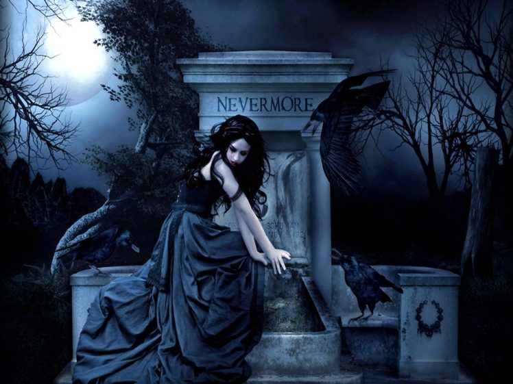 gothic, Girl, Ravens, Nevermore HD Wallpaper Desktop Background