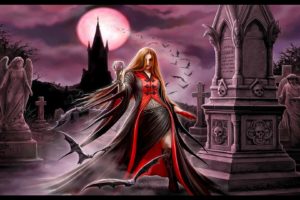 vampire, Girl, Graveyard