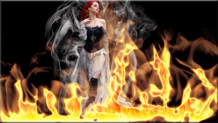 gothic, Girl, Fire HD Wallpaper Desktop Background