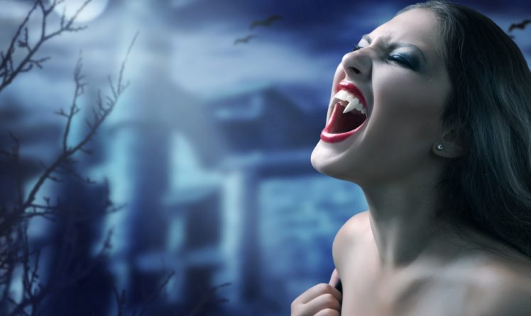 fantasy, Artwork, Art, Dark, Vampire, Gothic, Girl, Girls, Horror, Evil HD Wallpaper Desktop Background