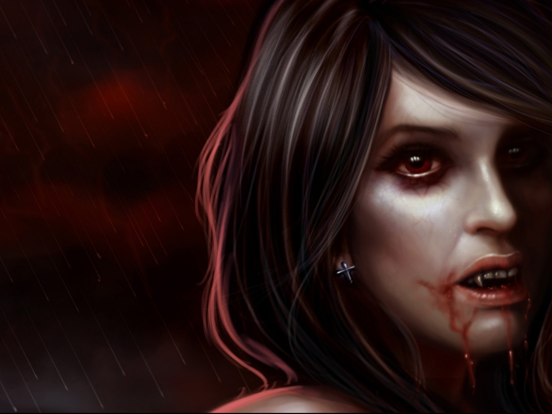 fantasy, Artwork, Art, Dark, Vampire, Gothic, Girl, Girls, Horror, Evil, Blood