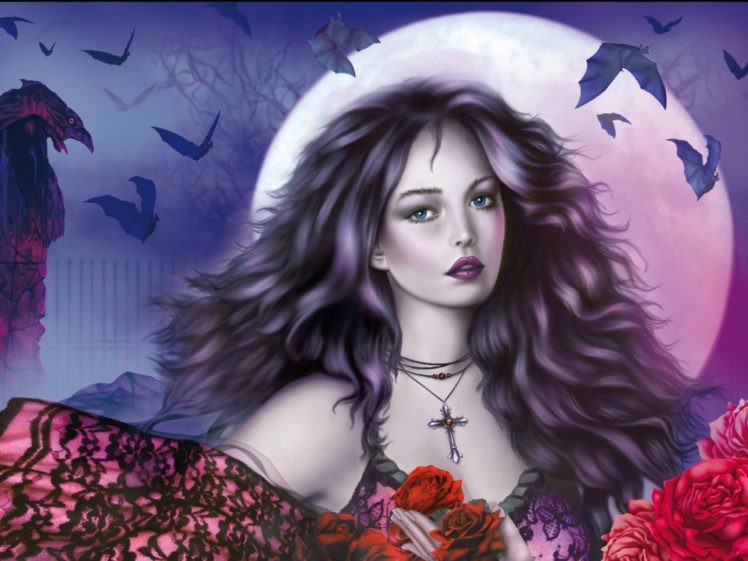 fantasy, Artwork, Art, Dark, Vampire, Gothic, Girl, Girls, Horror, Evil HD Wallpaper Desktop Background