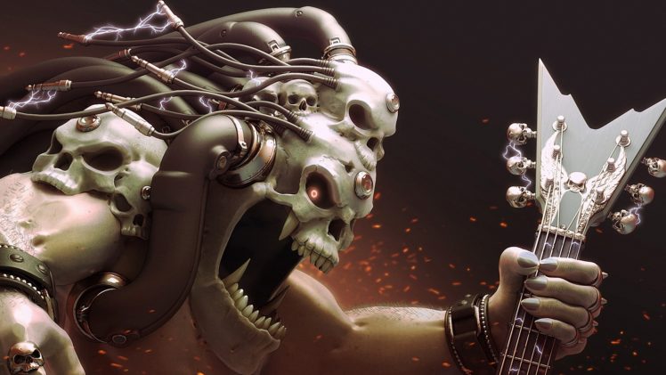 skull, Art, Wires, Electricity, Monster, Music, Heavy, Metal, Skulls HD Wallpaper Desktop Background