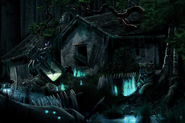 gothic, Houses, Ruins, Night, Fantasy HD Wallpaper Desktop Background
