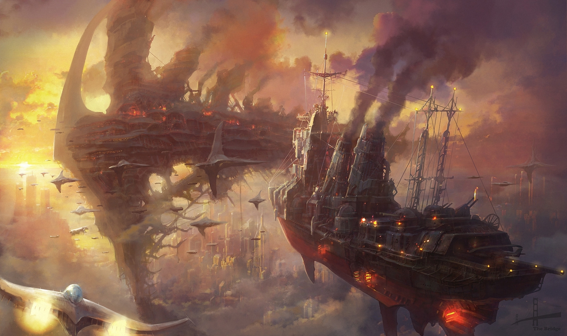 steampunk, Ships, Fantasy, Sci fi Wallpaper