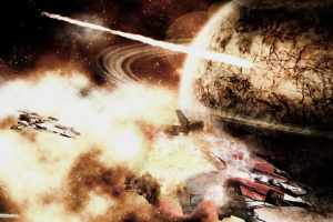 sci fi, Space, Spaceship, Spaceships, Battle, Fire, Explosion, Planet
