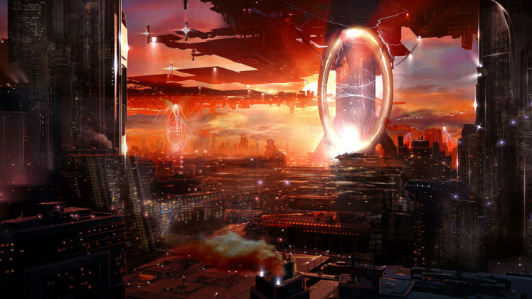 sci fi, City, Cities, Futuristic, Portal HD Wallpaper Desktop Background