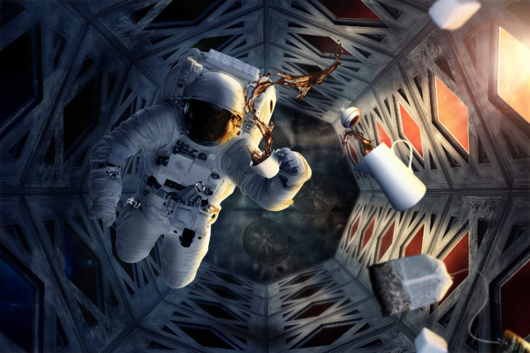 astronaut, Coffee, Space, Helmet, Cup HD Wallpaper Desktop Background
