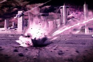 outer, Space, Futuristic, Explosions, Purple, Impact, Meteorite, Cities, Meteor, Apocalyptic, Explosion