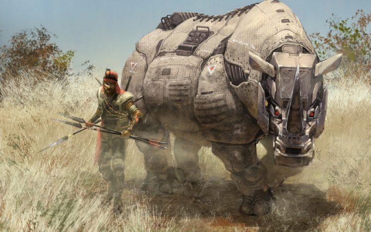 rhino, Robots, Warrior, Robot, Steampunk HD Wallpaper Desktop Background