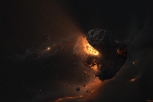 asteroid, Light, Stars, Debris