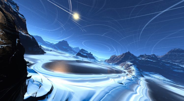 art, Ice, Water, Rocks, Lake, Line, Cold HD Wallpaper Desktop Background