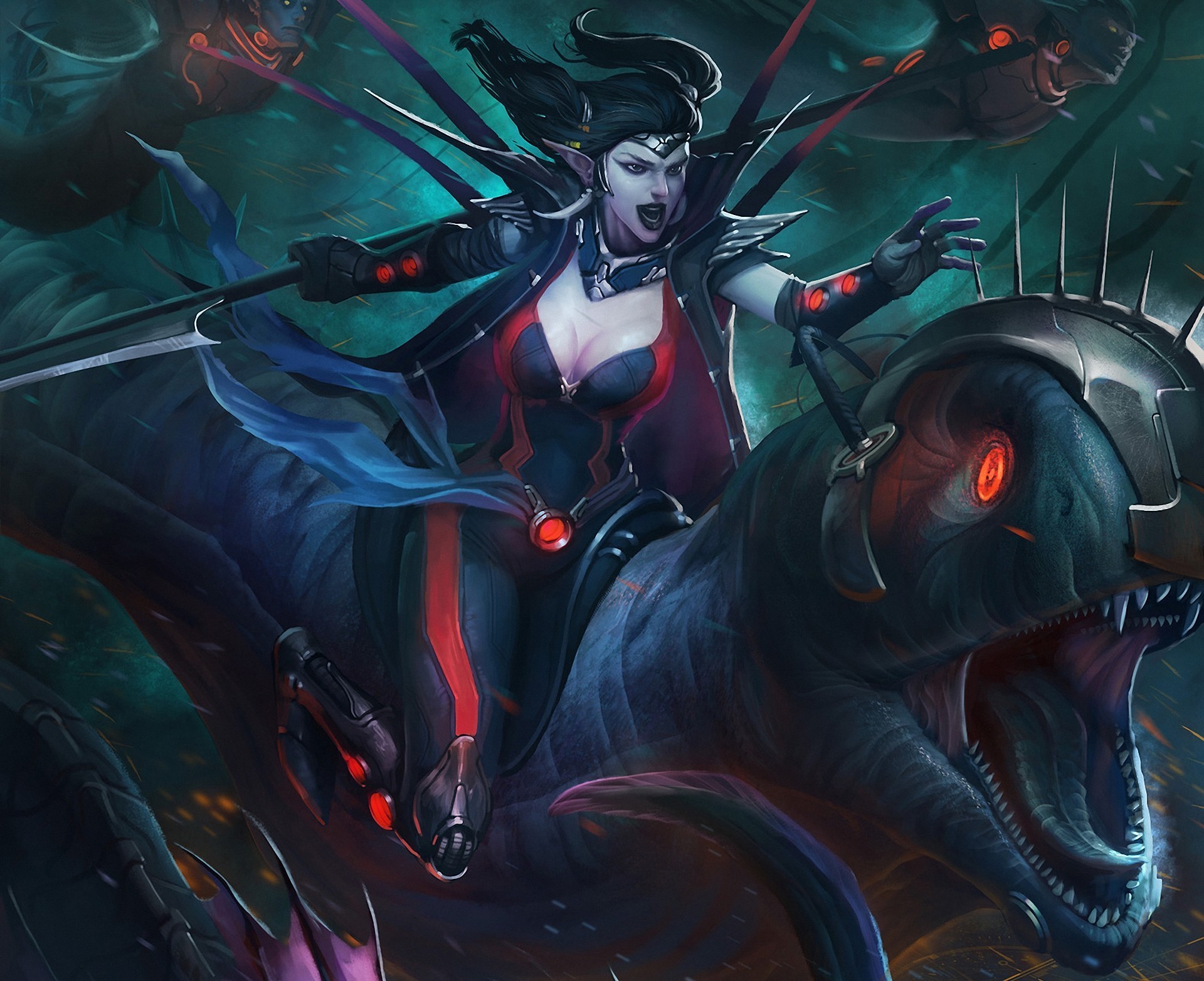 elves, Warrior, Magical, Animals, Spear, Fantasy, Girls, Elf, Sci fi Wallpaper