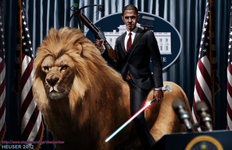 obama, Funny, Political, Politics, Cat, Lion, Creative HD Wallpaper Desktop Background