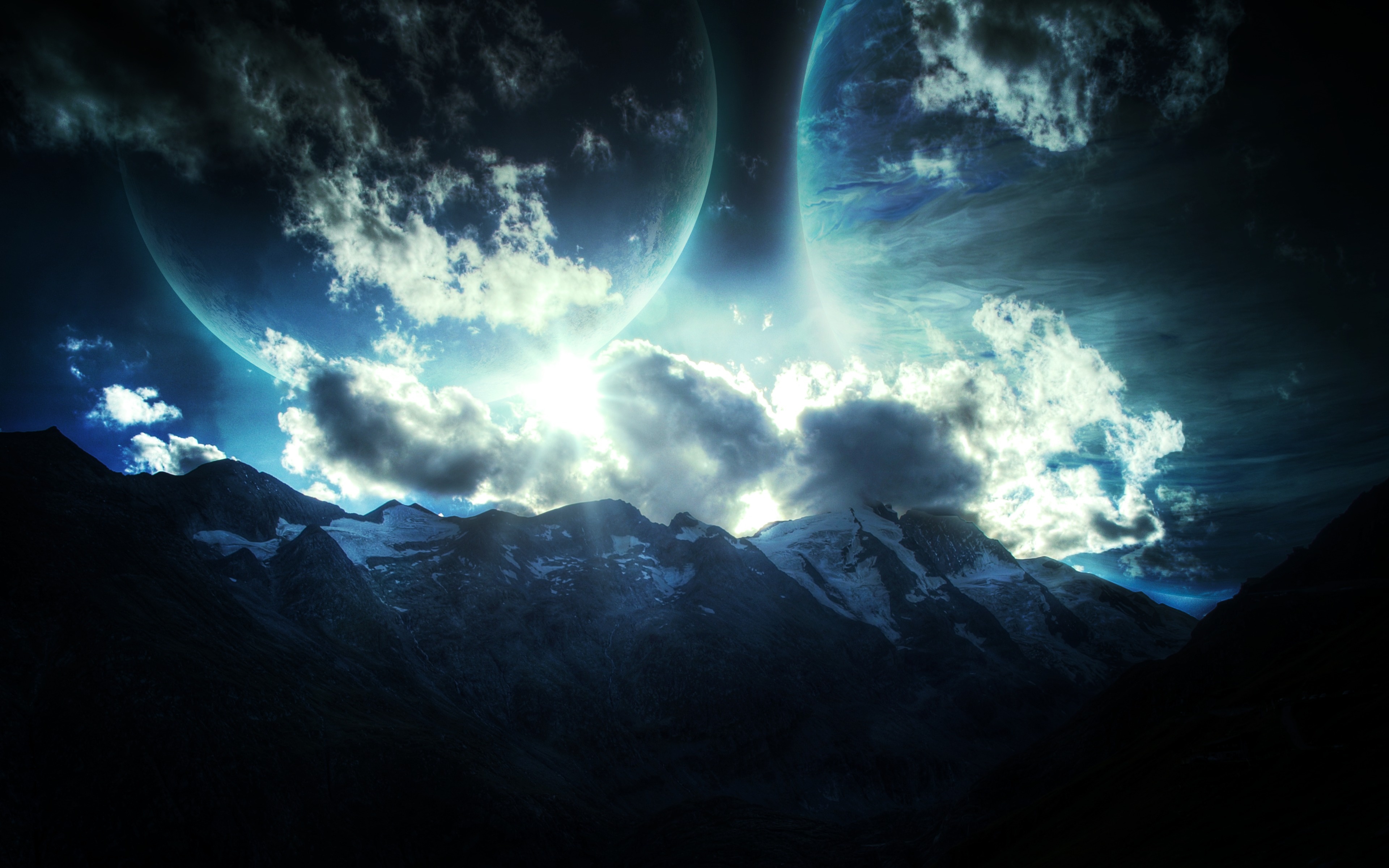 mountains, Planets, Stars, Relief Wallpaper