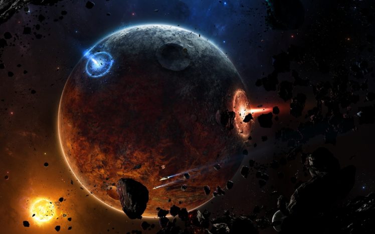 sci fi, Spaceship, Planet, Fire HD Wallpaper Desktop Background