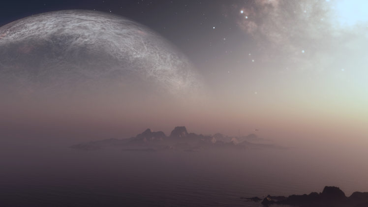planet, Alien, Landscape, Ocean, Stars, Fantasy HD Wallpaper Desktop Background